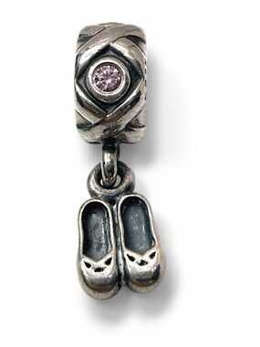 Retired Pandora Ballet Slippers Dangle Charm 790520PCZ Pink CZ